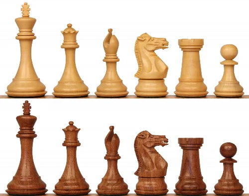New Exclusive Staunton Chess Set with Acacia & Boxwood Pieces- 4" King - Image 1