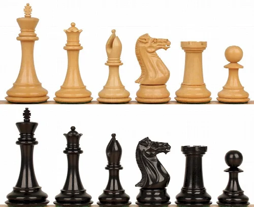 New Exclusive Staunton Chess Set with Ebony & Boxwood Pieces - 4" King - Image 1