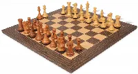 New Exclusive Staunton Chess Set Acacia & Boxwood Pieces with Deluxe Tiger Ebony & Maple Board - 4" King