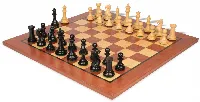 New Exclusive Staunton Chess Set Ebonized & Boxwood Pieces with Classic Mahogany Board - 4" King