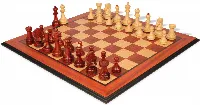 Dubrovnik Series Chess Set Padauk & Boxwood Pieces with Padauk & Bird's Eye Maple Molded Edge Board - 3.9" King