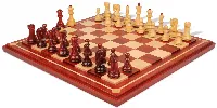 Zagreb Series Chess Set Padauk & Boxwood Pieces with Mission Craft Padauk Chess Board - 3.875" King