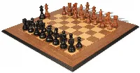 French Lardy Staunton Chess Set Ebonized & Acacia Pieces with Molded Walnut Chess Board - 3.75" King