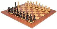 Fierce Knight Staunton Chess Set Ebonized & Boxwood Pieces with Classic Mahogany Board - 3.5" King