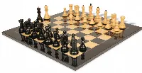 Zagreb Series Chess Set Ebonized & Boxwood Pieces with Black & Ash Burl Board - 3.875" King