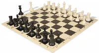 Conqueror Plastic Chess Set Black & Ivory Pieces with Rollup Board - Black