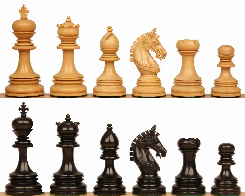 Chetak Staunton Chess Set with Ebony & Boxwood Pieces - 4.25" King - Image 1