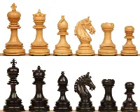 Chetak Staunton Chess Set with Ebony & Boxwood Pieces - 4.25" King