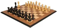 Chetak Staunton Chess Set in Ebony & Boxwood with Walnut& Maple Moulded Edge Chess Board - 4.25" King