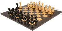 Chetak Staunton Chess Set Ebony & Boxwood Pieces with Black & Ash Burl Board - 4.25" King