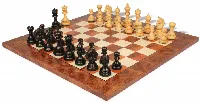 Chetak Staunton Chess Set Ebony & Boxwood Pieces with Elm Burl & Erable Chess Board - 4.25" King