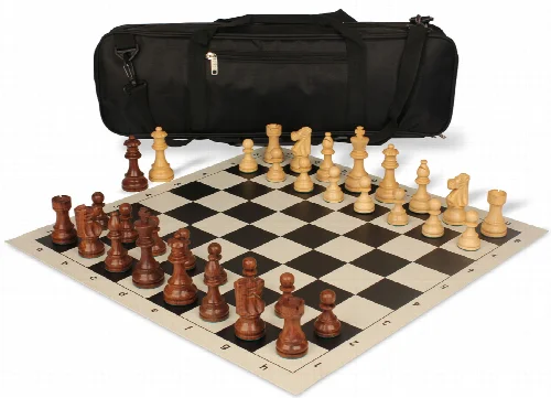 French Lardy Carry-All Chess Set Package Acacia & Boxwood Pieces - Black - Image 1