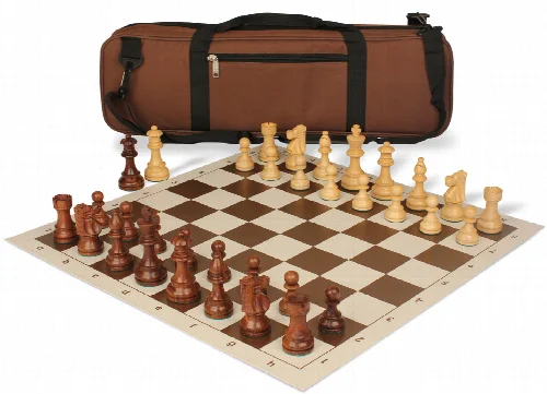 French Lardy Carry-All Chess Set Package Acacia & Boxwood Pieces - Brown - Image 1