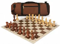 French Lardy Carry-All Chess Set Package Acacia & Boxwood Pieces - Brown