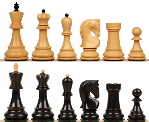 Zagreb Series Chess Set with Ebonized & Boxwood Pieces - 3.875" King - Image 1