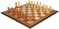 Zagreb Series Chess Set Acacia & Boxwood Pieces with Walnut & Maple Molded Edge Board - 3.875" King