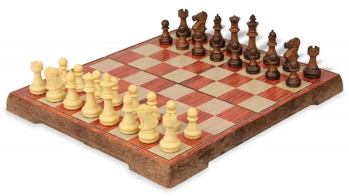 The Chess Store Rosewood Color Folding Magnetic Travel Chess Set - 14" - Image 1