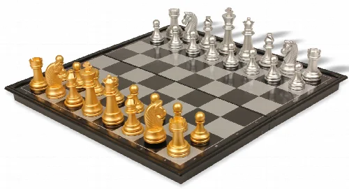 The Chess Store Gold & Silver Folding Magnetic Travel Chess Set - 12.5" - Image 1