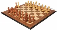 Fierce Knight Staunton Chess Set Acacia & Boxwood Pieces with Walnut & Maple Molded Edge Board - 4" King