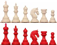 Chetak Staunton Chess Set with High Gloss Red & Ivory Pieces - 4.25" King