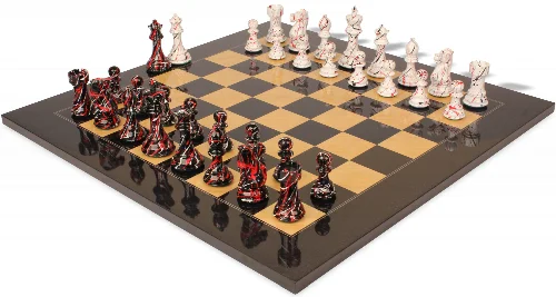 New Exclusive 2022 Special Edition Art Deco Series Chess Set with Black & Ash Burl Board - 4.125" King - Image 1