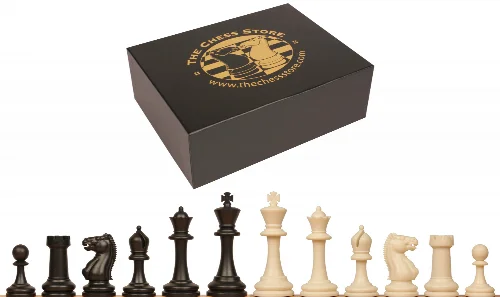 Master Series Triple Weighted Plastic Chess Set Black & Ivory Pieces with Box - 3.75" King - Image 1