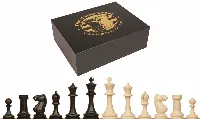Master Series Triple Weighted Plastic Chess Set Black & Ivory Pieces with Box - 3.75" King