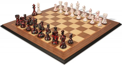 New Exclusive 2022 Special Edition Art Deco Series Chess Set with Walnut & Maple Molded Edge Board - 4.125" King - Image 1