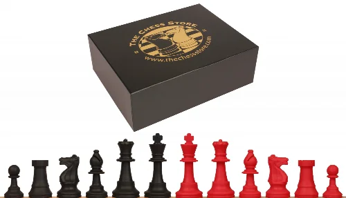 Standard Club Silicone Chess Set Black & Red Pieces with Box - 3.5" King - Image 1