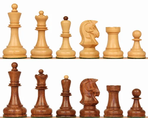 The Dubrovnik Championship Chess Set with Golden Rosewood & Boxwood Pieces - 3.9" King - Image 1
