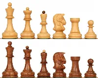 The Dubrovnik Championship Chess Set with Golden Rosewood & Boxwood Pieces - 3.9" King