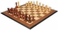 Dubrovnik Staunton Chess Set Golden Rosewood & Boxwood Pieces with Walnut Molded Board - 3.9" King