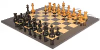 1849 Heirloom Staunton Chess Set Ebony & Antiqued Boxwood with Black & Ash Burl Board - 4.4" King