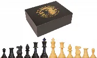 Standard Club Triple Weighted Plastic Chess Set Black & Camel Pieces with Box - 3.75" King