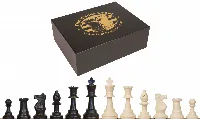 Standard Club Triple Weighed Plastic Chess Set Black & Ivory Pieces with Box - 3.75" King