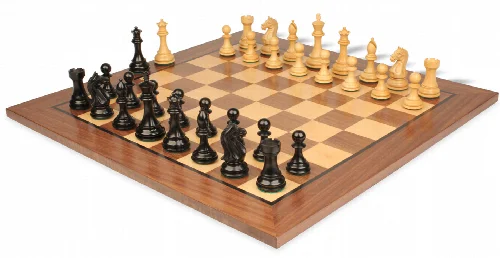 Fierce Knight Staunton Chess Set Ebonized & Boxwood Pieces with Classic Walnut Board - 3" King - Image 1