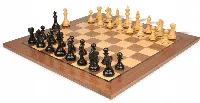 Fierce Knight Staunton Chess Set Ebonized & Boxwood Pieces with Classic Walnut Board - 3" King