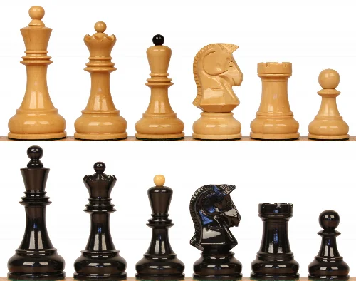 The Dubrovnik Series Chess Set with High Gloss Black & Boxwood Pieces - 3.9" King - Image 1