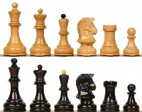The Dubrovnik Series Chess Set with High Gloss Black & Boxwood Pieces - 3.9" King