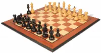 Dubrovnik Series Chess Set Ebony & Boxwood Pieces with Mahogany & Maple Molded Edge Board - 3.9" King