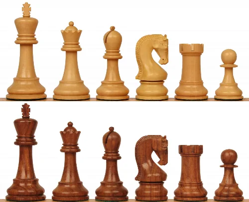 Leningrad Staunton Chess Set with Golden Rosewood & Boxwood Pieces - 4" King - Image 1