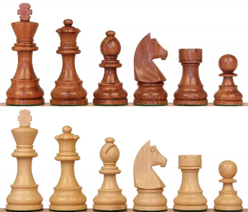 German Knight Staunton Chess Set with Acacia & Boxwood Pieces - 3.75" King - Image 1