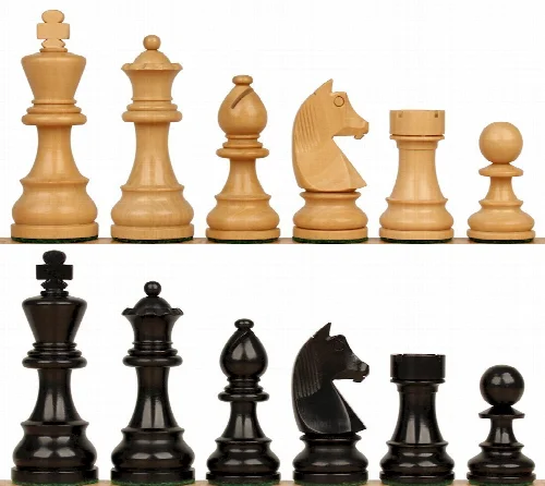 German Knight Staunton Chess Set with Ebonized & Boxwood Pieces - 3.75" King - Image 1