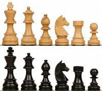 German Knight Staunton Chess Set with Ebonized & Boxwood Pieces - 3.75" King
