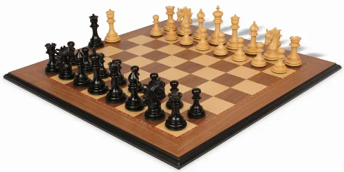 Marengo Staunton Chess Set in Ebony & Boxwood with Walnut Molded Edge Chess Board - Image 1