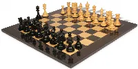 Marengo Staunton Chess Set Ebony & Boxwood Pieces with Black & Ash Burl Chess Board - 4.25" King