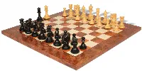 Marengo Staunton Chess Set in Ebony & Boxwood with Elm Burl & Erable Chess Board