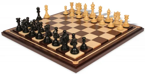 Marengo Staunton Chess Set in Ebony & Boxwood with Walnut & Maple Mission Craft Chess Board - Image 1