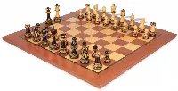 Parker Staunton Chess Set in Burnt Boxwood with Classic Mahogany Board - 3.75" King