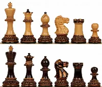 Parker Staunton Chess Set in Burnt Boxwood & Boxwood - 3.75" King